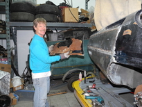 Lamborghini Espada quarter panel welded in place